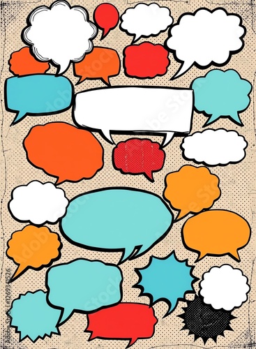 an image of a set of speech bubbles on a brown background, there is a set of speech bubbles on a brown background photo