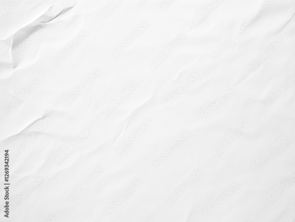Fototapeta premium Crumpled white paper texture with subtle shadows and creases