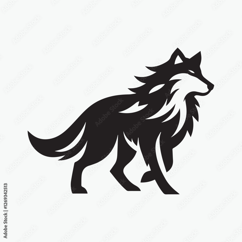 Fototapeta premium Wolf head icon logo black silhouette vector illustration