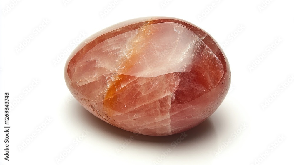Polished orange gemstone on white background Polished orange gemstone on white background
