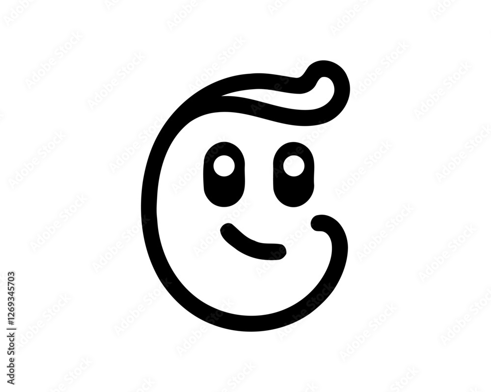 Minimal line art funny cartoon outline logo design vector illustration. Minimal line art funny cartoon outline logo design vector illustration.