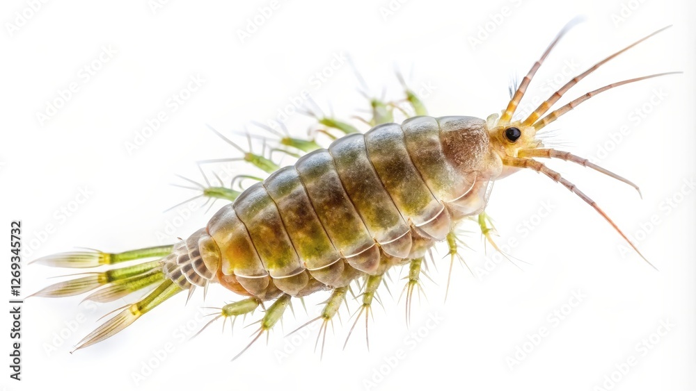 Amphipod Crustacean on White Background Amphipod Crustacean on White Background