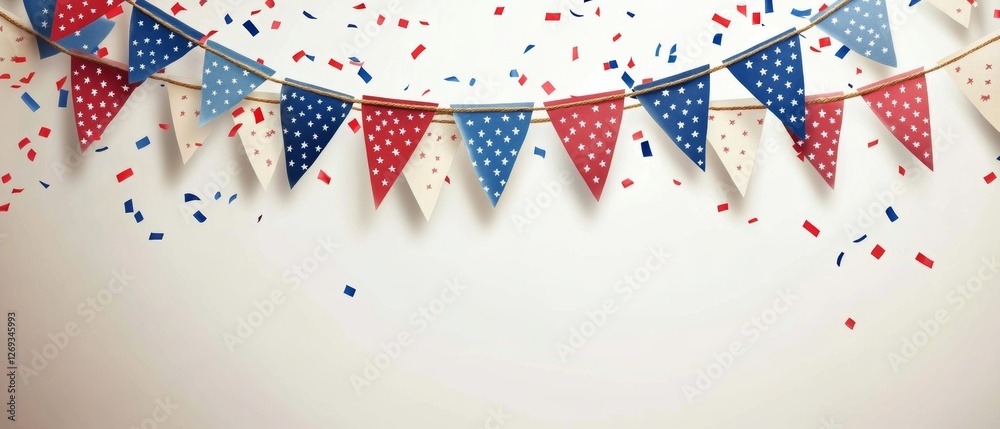 Obraz premium Banners and Confetti in Red White and Blue Celebration