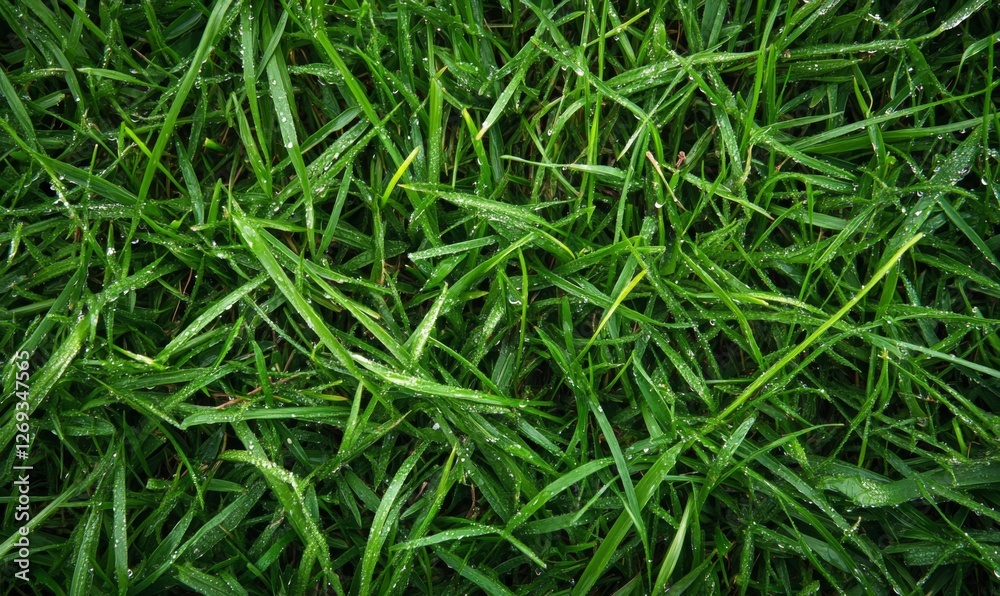 Serene morning dew on fresh green grass peaceful spring scene Serene morning dew on fresh green grass peaceful spring scene