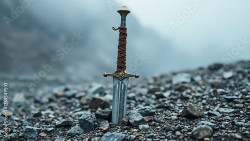 Close-up of sharpness sward in the earth, ai generated, film shot view