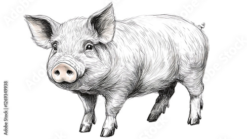 Wallpaper Mural a sweet piglet with a friendly face and a pink nose is looking directly at the viewer. This illustration has a simple and whimsical style, with a focus on capturing the pig's personality Torontodigital.ca