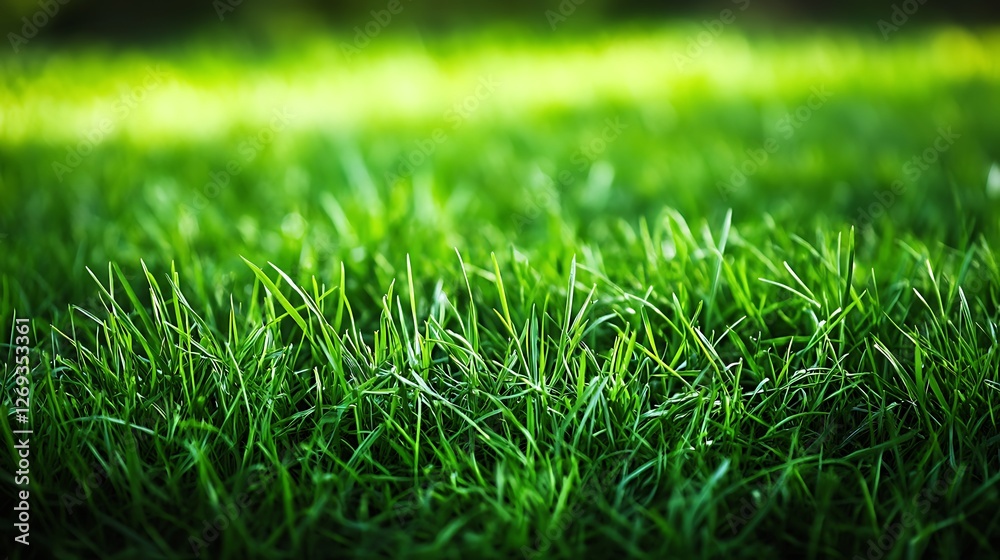 Fototapeta premium Lush Green Grass Blades Close Up View