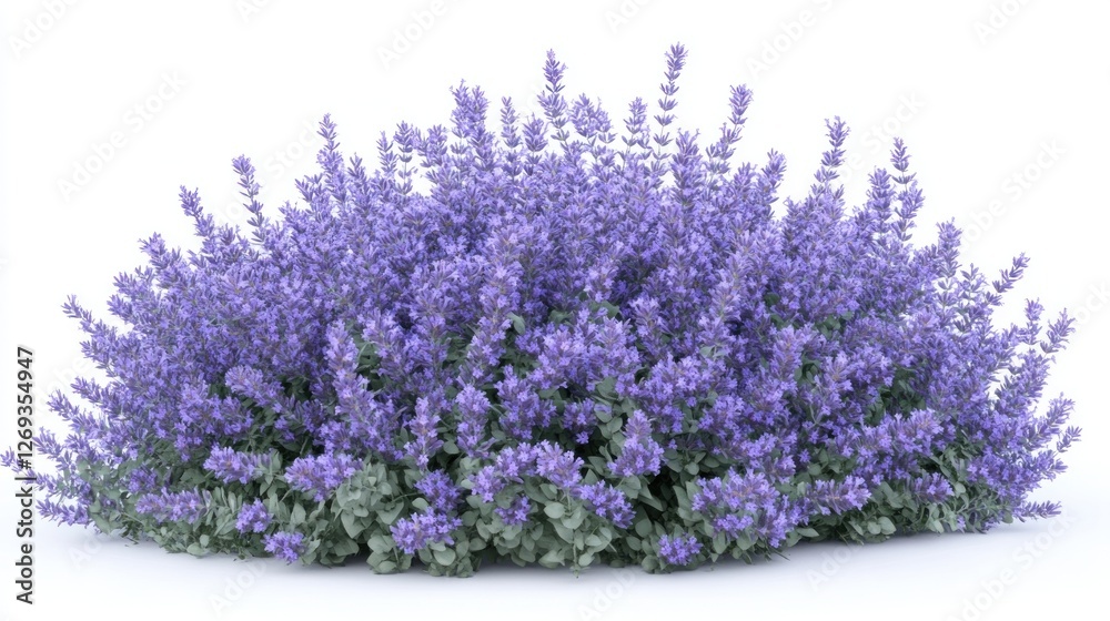 Naklejka premium Purple lavender bush, isolated on white, garden plant