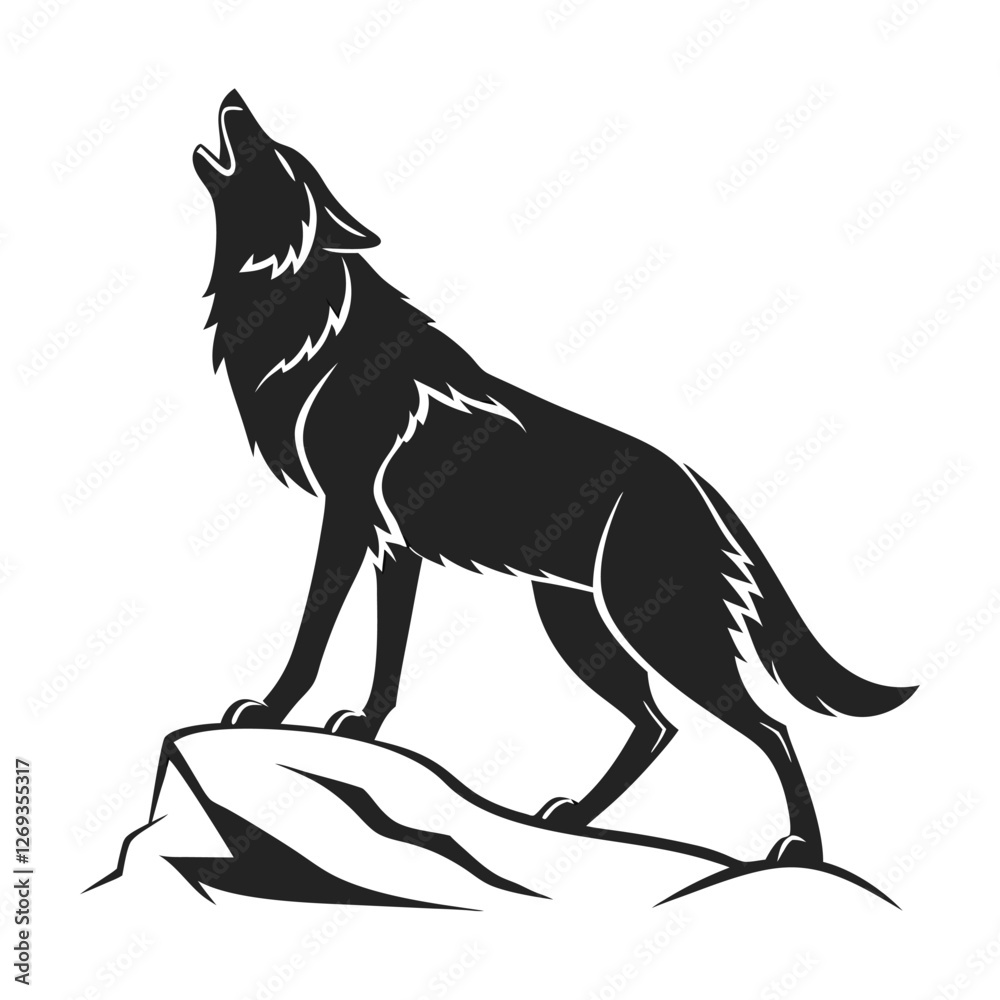 Fototapeta premium Wolf icon logo black silhouette vector illustration