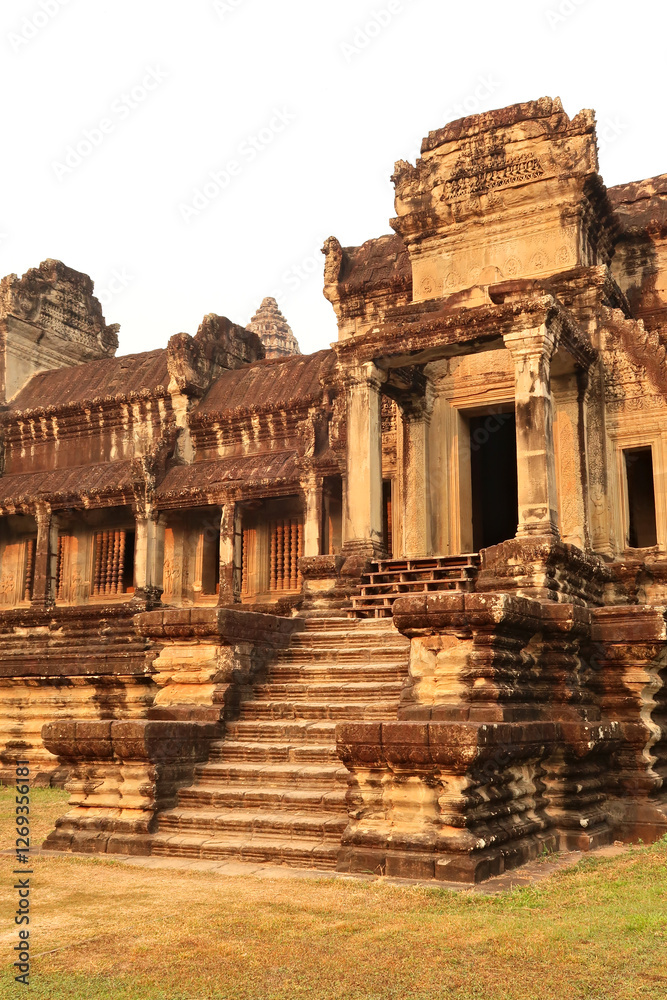Fototapeta premium One of the entrances, entrance gates, doors into the temple of Angkor Wat, Siem Reap, Cambodia