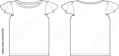 Girls Flutter sleeve T-shirt Flats ketch