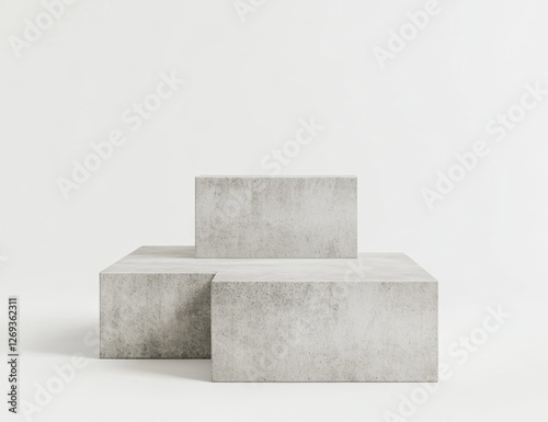 Concrete display podiums on white background