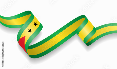Sao Tome and Principe flag wavy abstract background. Vector illustration.
