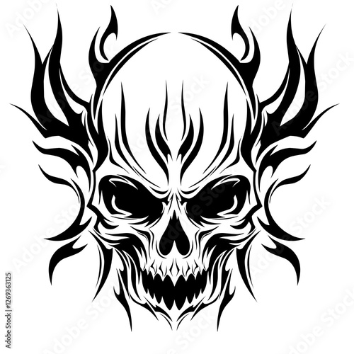 Tribal tattoo head skull
