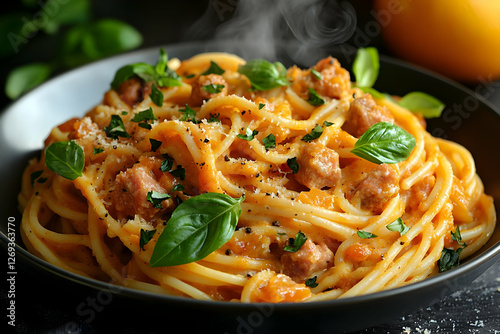 Hearty Pumpkin Pasta Dish With Meat Sauce