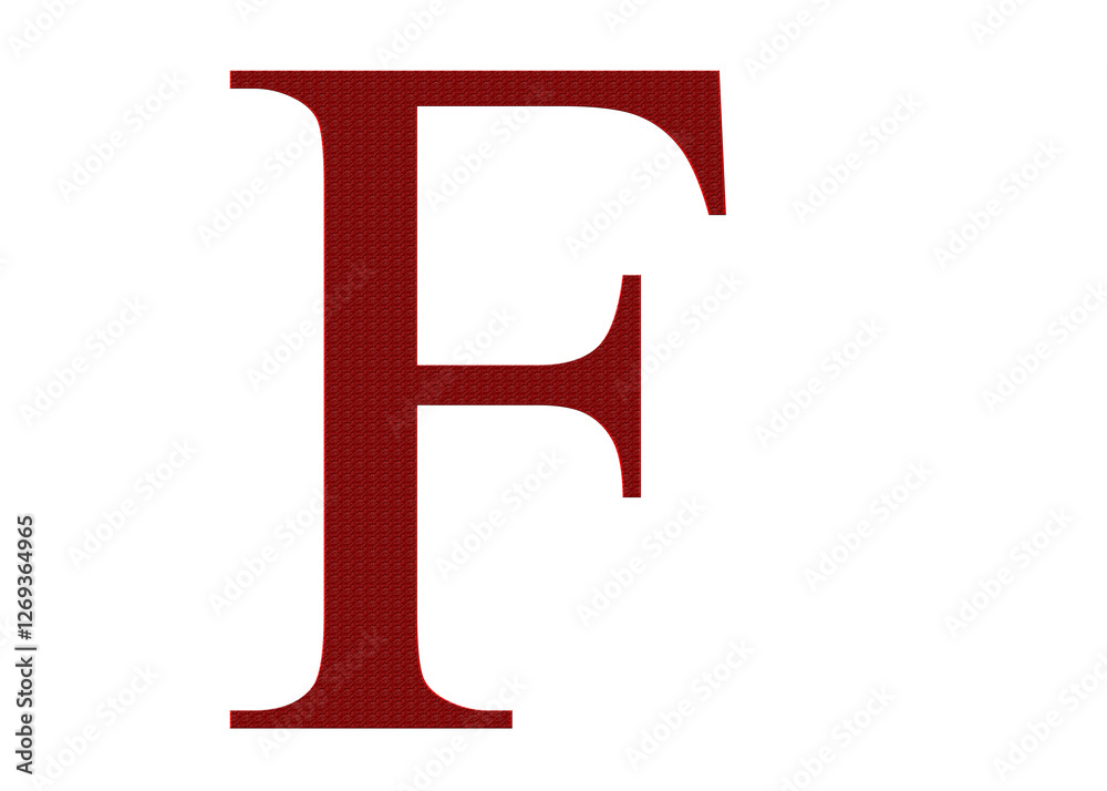 English Words With Capital English Letter Or Uppercase in Red Color Isolated On White Background.. This English Text Used For Education Purpose. English Language Text F English Language Alphabet F