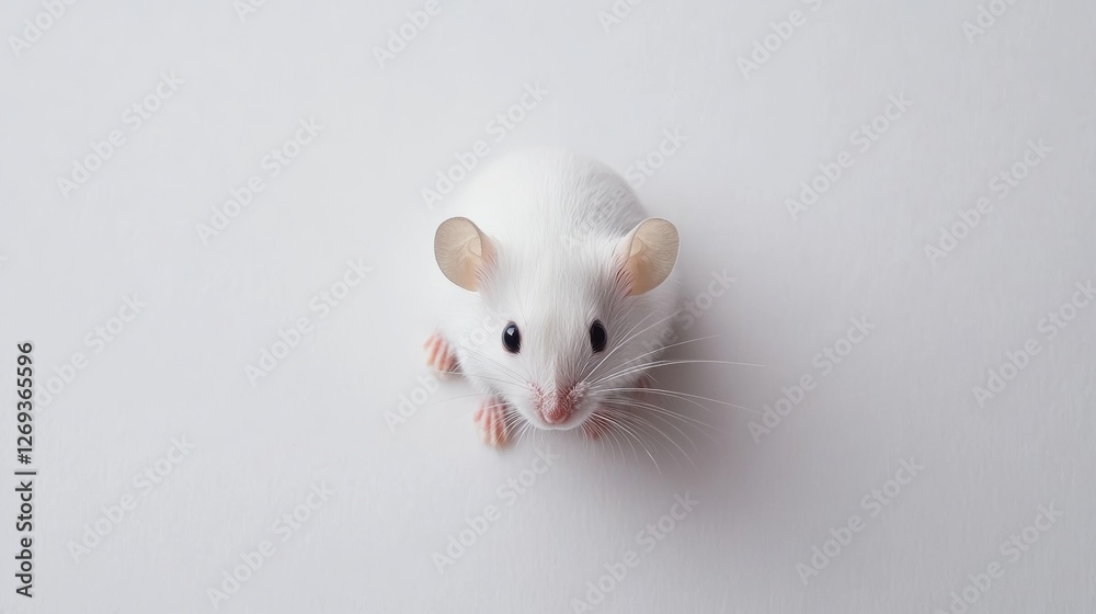 White Mouse on a White Background Top View with Space for Design White Mouse on a White Background Top View with Space for Design