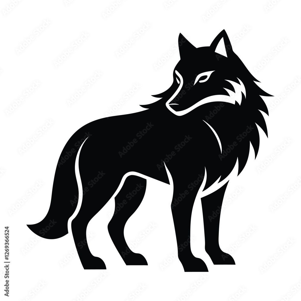 Obraz premium Wolf icon logo black silhouette vector illustration