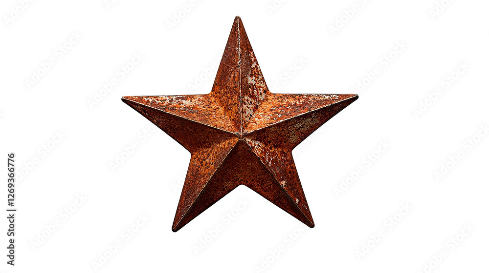 Obraz premium Rusty-Brown Star on White Background – Minimalist Symbol for Design, Branding, and Wall Art