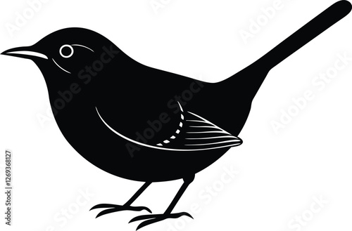 Cactus Wren Icon Silhouette Illustration. Bird Vector Graphic Pictogram Symbol Clip Art. Doodle Sketch Black Sign.