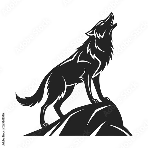 Wolf icon logo black silhouette vector illustration