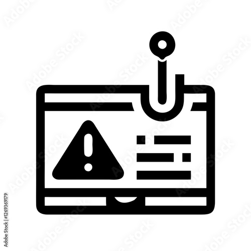 Phishing Alert Icon Vector - Geometric Warning for Ransomware Scam Prevention.