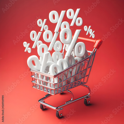 shopping cart with percent sign
