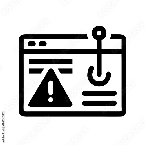 Clean Phishing Shield Icon Vector - Warning Symbol for Email Scam Prevention Cybersecurity.