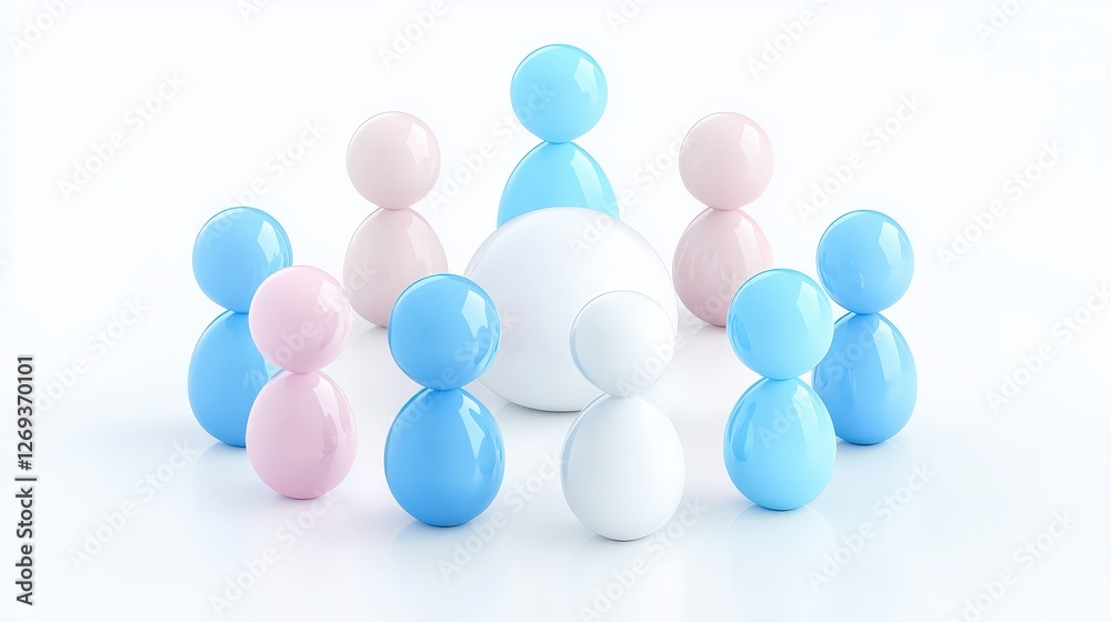 A sleek 3D business icon set representing partnership and cooperation, with smooth gradient shading, depicting abstract businesspeople icons on a bright white background for a polished aesthetic. A sleek 3D business icon set representing partnership and cooperation, with smooth gradient shading, depicting abstract businesspeople icons on a bright white background for a polished aesthetic.