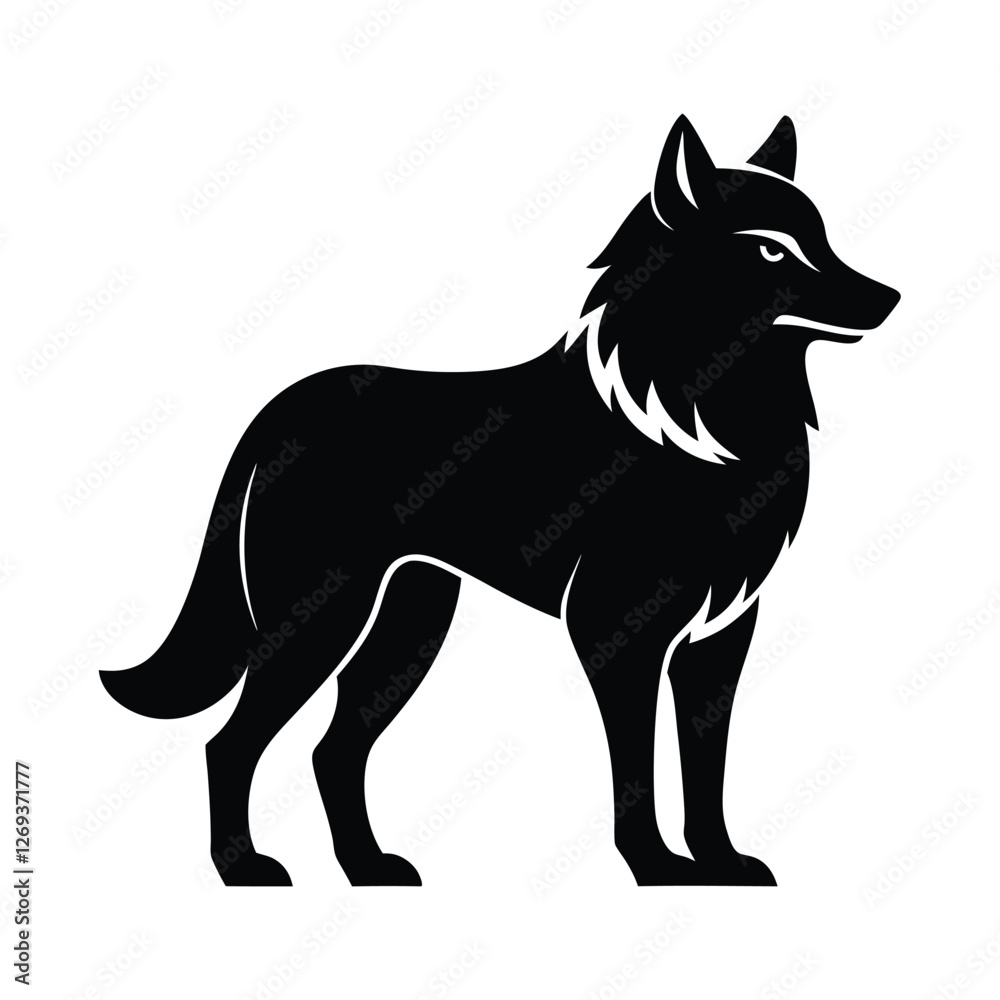 Fototapeta premium Wolf icon logo black silhouette vector illustration