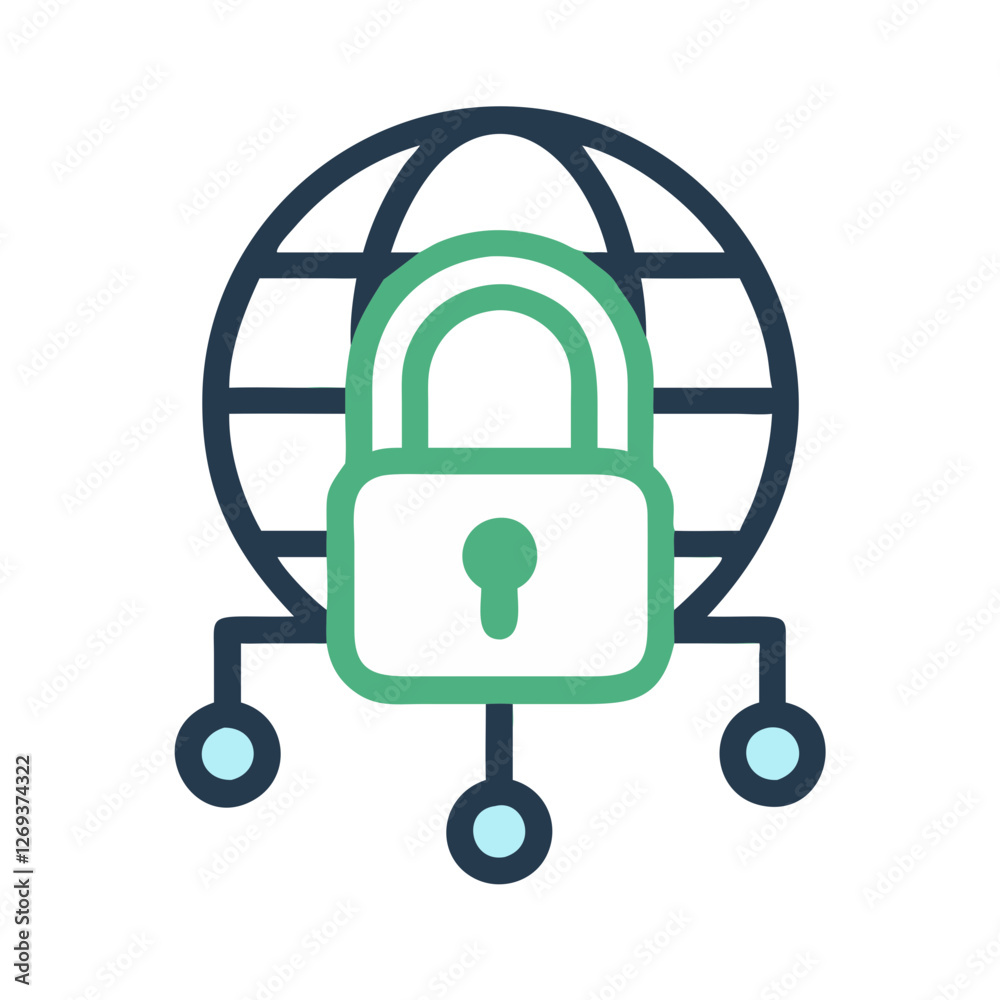 Secure Network Icon Vector - Minimalist Symbol for Dark Web Threat Prevention