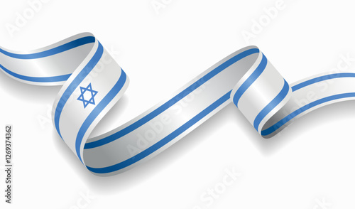 Israeli flag wavy abstract background. Vector illustration.