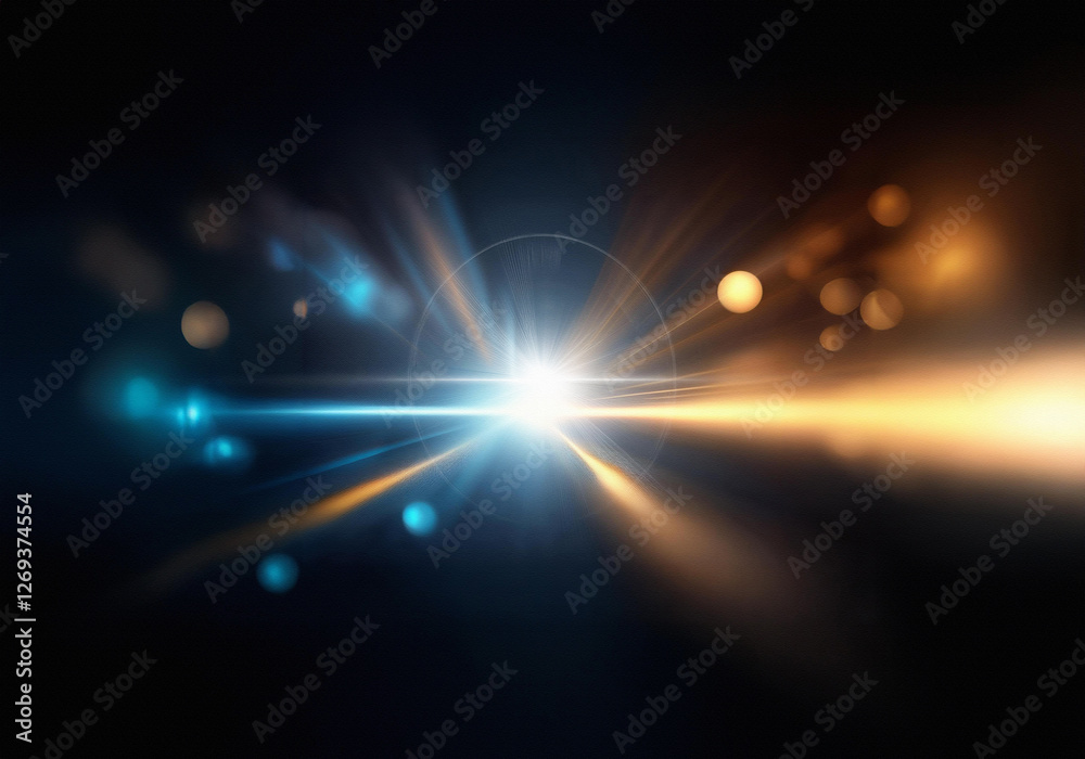 Obraz premium Abstract background with a glowing light source in the center and a blur of light in the background.