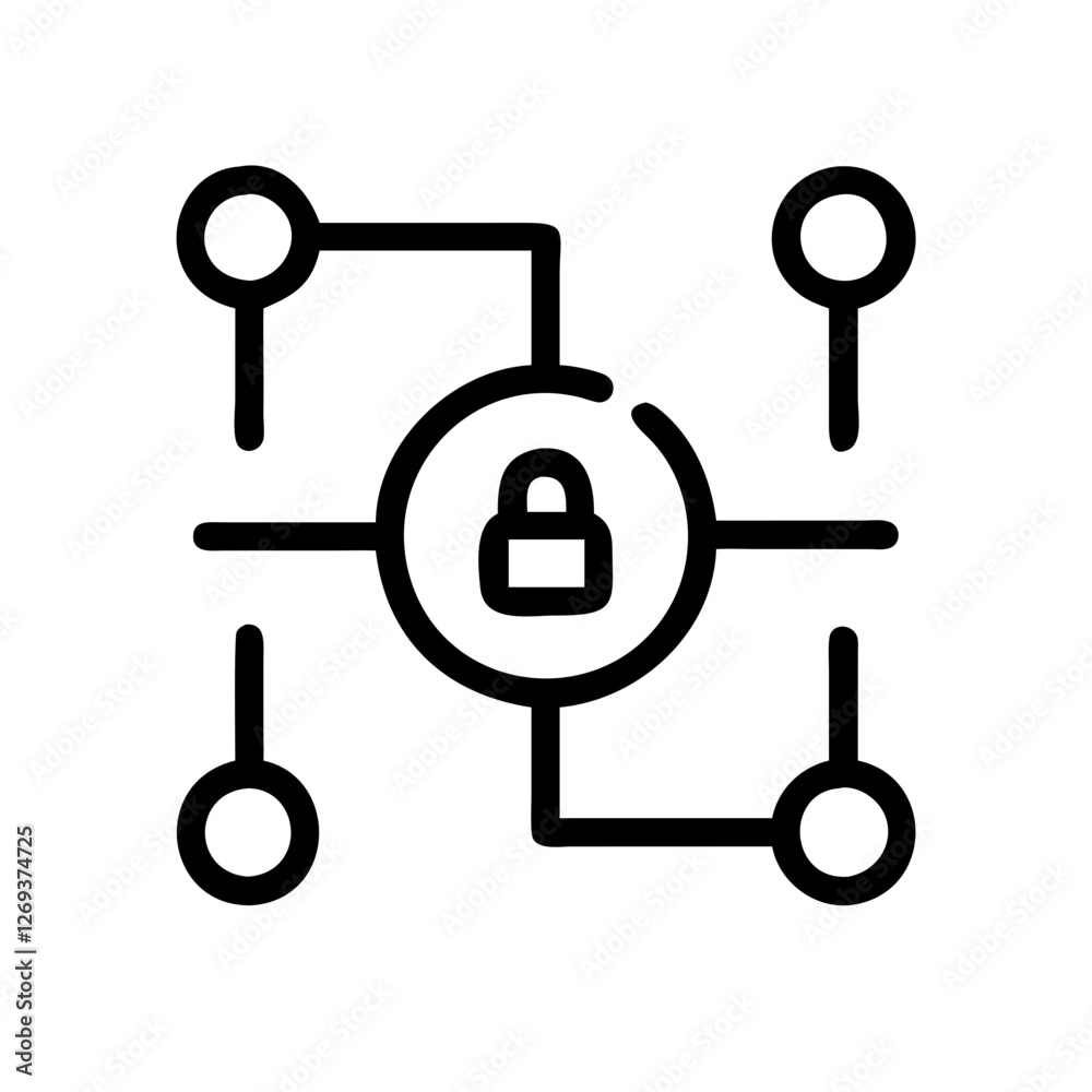 Secure Network Shield Icon Vector - Cybersecurity Symbol for Encrypted Data Cloud Protection. Secure Network Shield Icon Vector - Cybersecurity Symbol for Encrypted Data Cloud Protection.