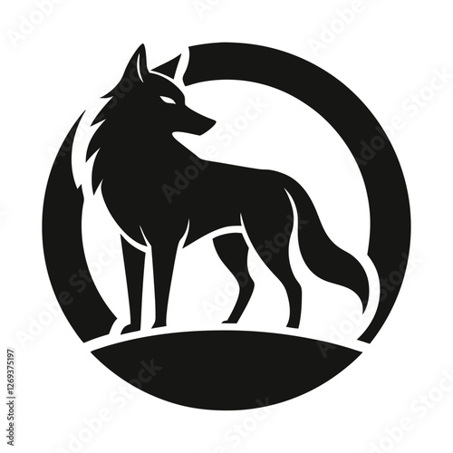 Wolf icon logo black silhouette vector illustration