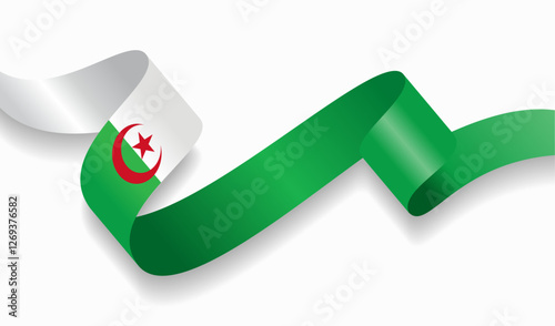 Algerian flag wavy abstract background. Vector illustration.