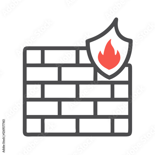 Firewall Shield Icon Vector - Geometric Symbol for Secure Coding Cybersecurity