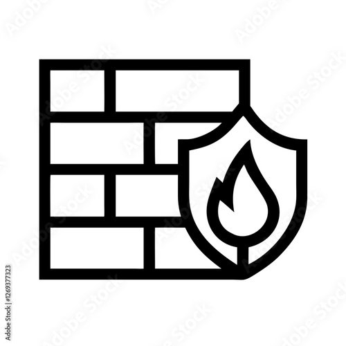 Firewall Barrier Icon Vector - Tech Symbol for Ransomware Prevention Network Monitoring