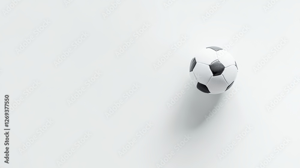 Fototapeta premium Soccer Ball Centered on Bright Surface with Ample Copy Space