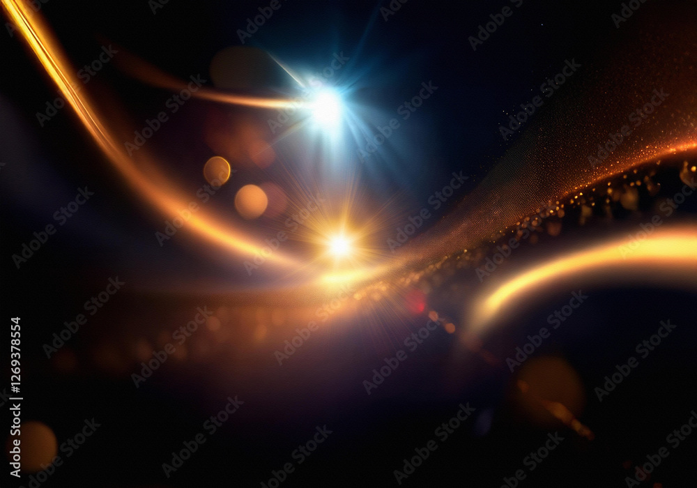 Obraz premium Abstract dark background with glowing streaks of light and bokeh.