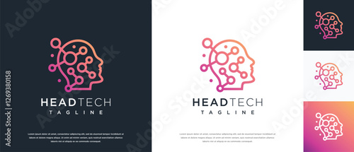artificial intelligence human head logo design template. human head logo icon, mind, logo for tech company