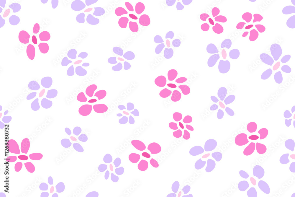 Spring flower seamless pattern vector tissue print design. Rustic floral wallpaper. Small flower blossom background illustration. Wildflower cute ornament. Natural botany poppy flourish.