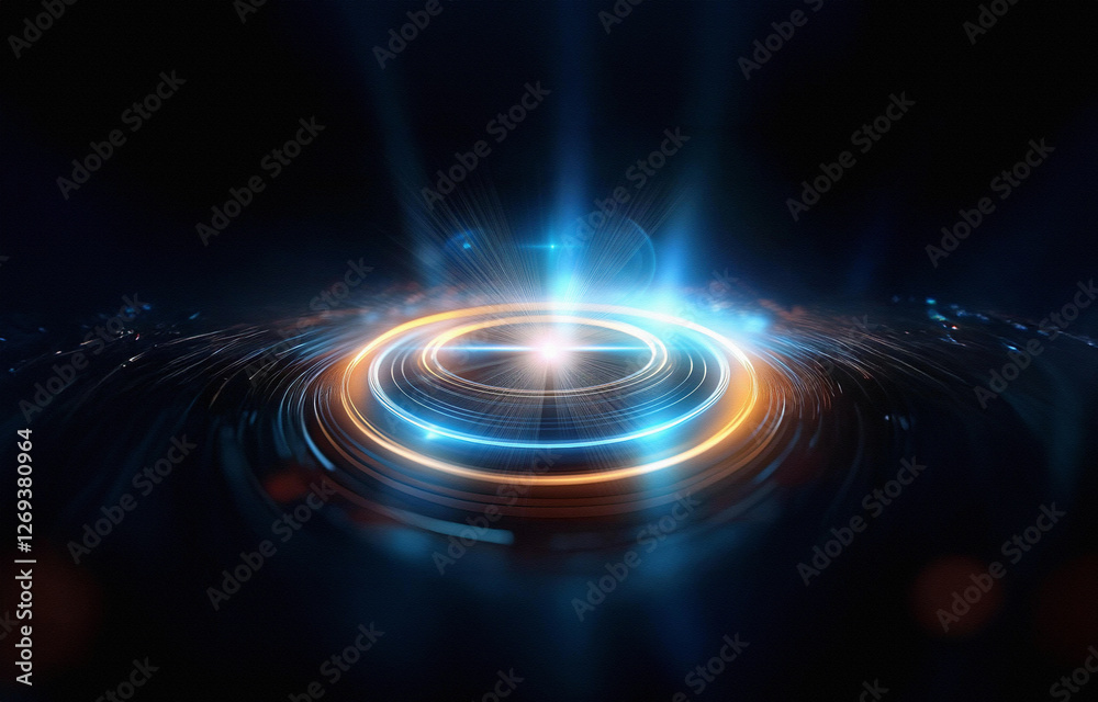 A bright blue and white light bursts out of the darkness, forming a star-like shape. A bright blue and white light bursts out of the darkness, forming a star-like shape.