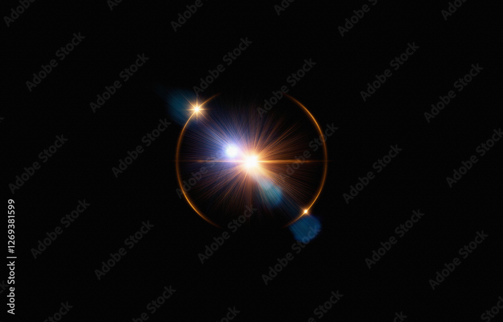 Obraz premium A bright light in the shape of a ring shines in the center of a black background.