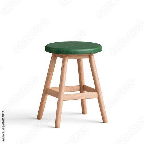 Stylish green-top stool modern home interior furniture photography minimalist design eye-level perspective contemporary aesthetic photo