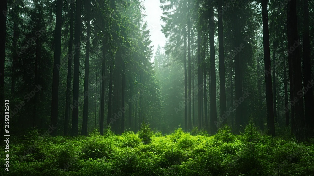 Contrasting greenery in a dense forest nature scene lush environment natural light serene atmosphere Contrasting greenery in a dense forest nature scene lush environment natural light serene atmosphere