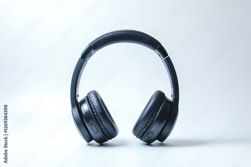 Black Wireless Headphones on White Background Black Wireless Headphones on White Background