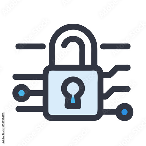 Clean Encryption Key Vector Icon - Minimalist Symbol for SSL Certificates Cybersecurity