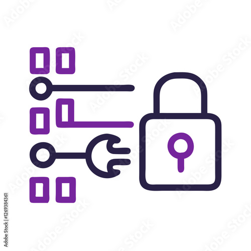 Clean Encryption Key Vector Icon - Minimalist Symbol for SSL Certificates Cybersecurity