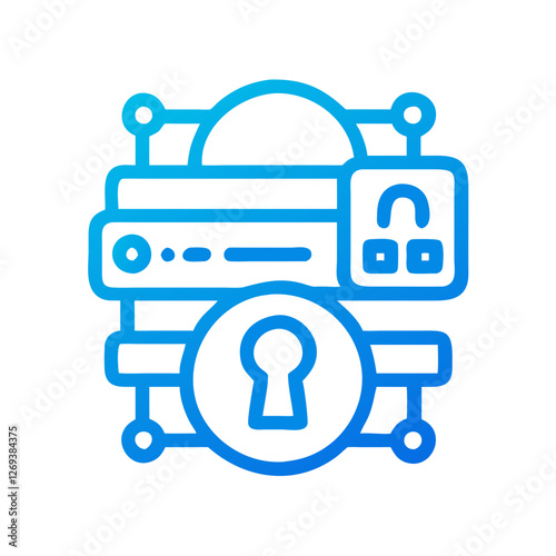 Clean Encryption Key Vector Icon - Minimalist Symbol for SSL Certificates Cybersecurity